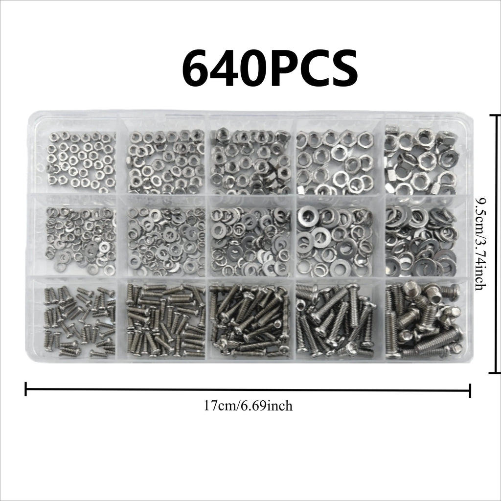 640/120PCS Metric Hex Nuts & Bolt Set M2 M3 M4 M5 DIY Hardware Kit