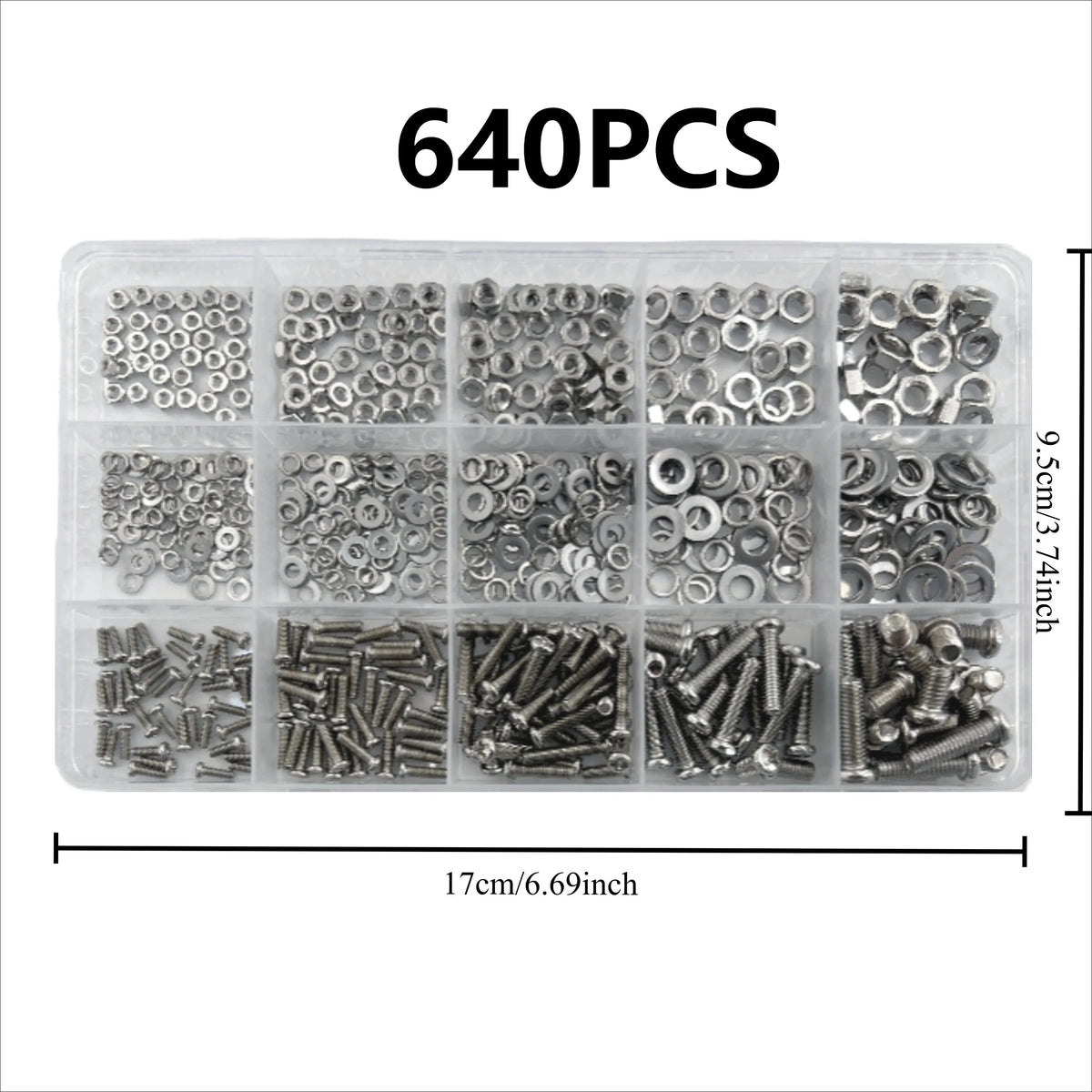 640/120PCS Metric Hex Nuts & Bolt Set M2 M3 M4 M5 DIY Hardware Kit