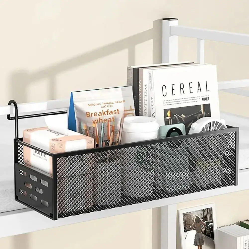 Punch-Free Bedside Hanging Basket – Bed Storage Shelf Rack Bedside Storage Shelf Nixie