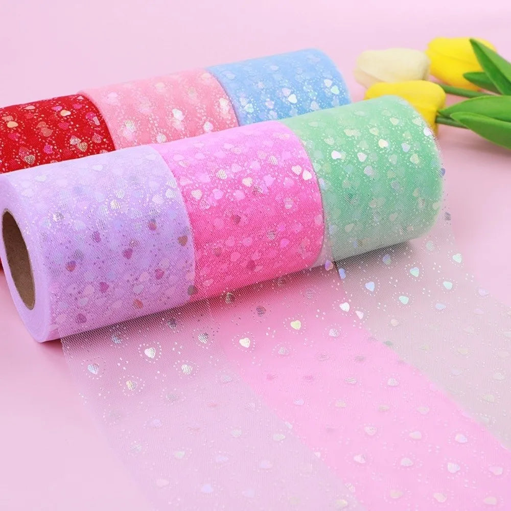 25 Yards Heart-Shaped Tulle Organza Ribbon 6CM for DIY Crafts Craft Ribbon Roll Nixie