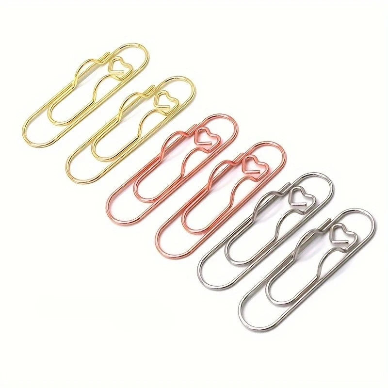 6pcs Heart-Shaped Pen Clip Holder Notebook Bookmark Paper Clips Notebook Pen Clips Nixie 6pcs