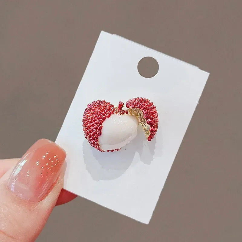 Lychee Brooch Lapel Pin – Zinc Alloy & Glass Unisex Jewelry Fashion Brooch Pin Nixie