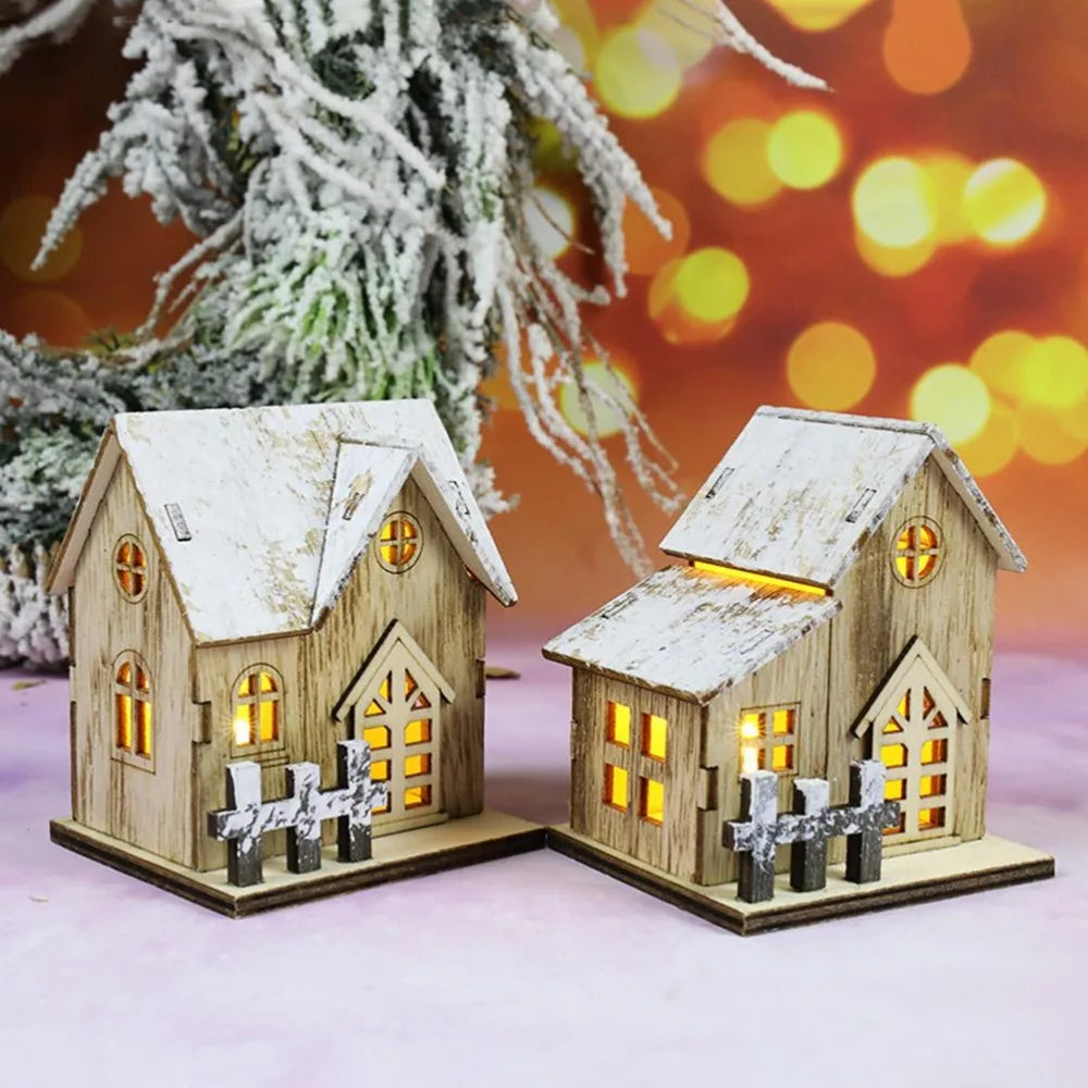 LED Wooden Christmas Cabin Decoration | Warm Glow Holiday Decor Christmas Cabin Decor Nixie