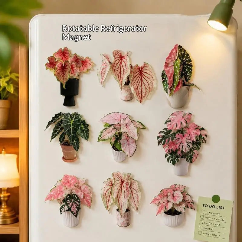 Rotatable Artificial Plant Fridge Magnet | Acrylic Tropical Decor Decorative Fridge Magnet Nixie