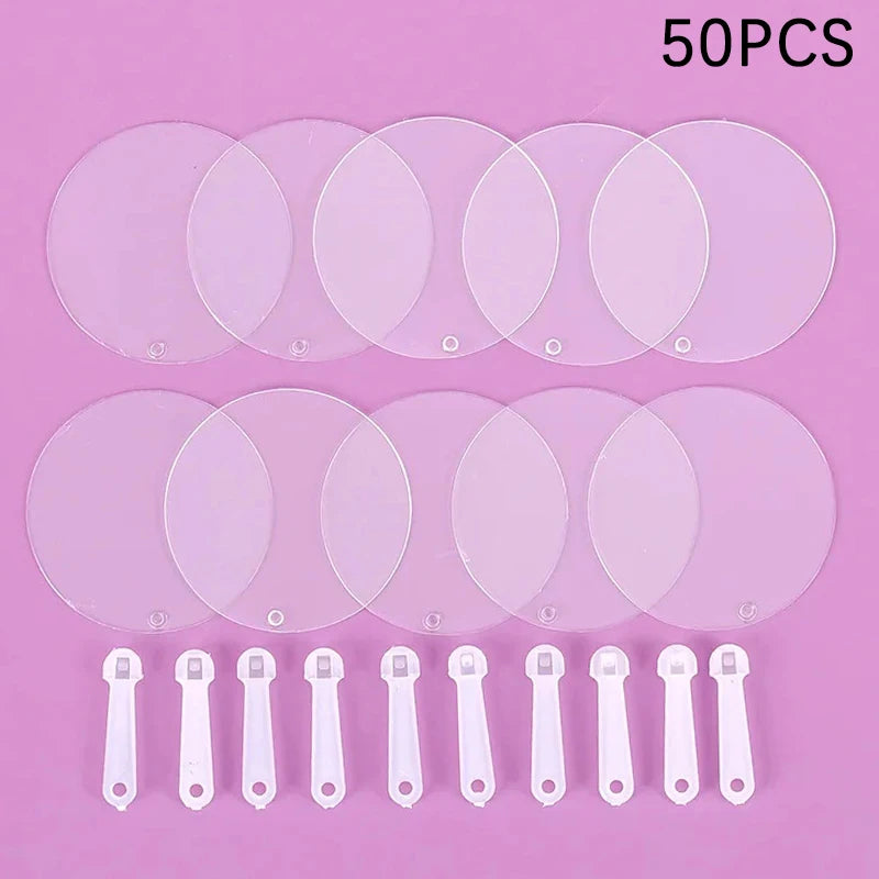 50Pcs Mini Transparent Blank DIY Hand Fans – Party Favors & Crafts DIY Craft Fans Nixie 50PCS