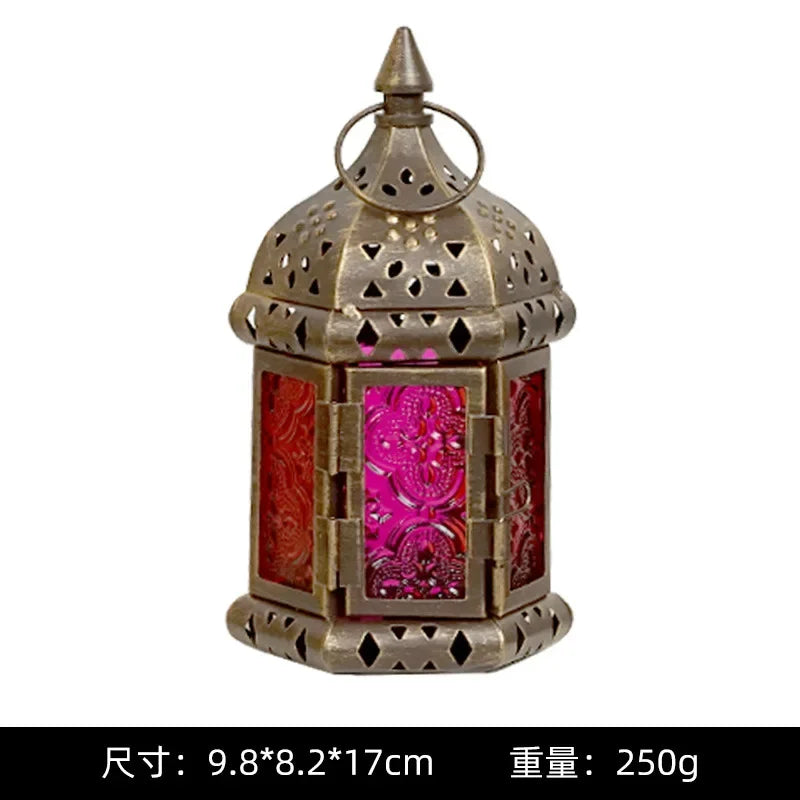 Moroccan Hanging Glass Candle Lantern | Iron Pendant Stand Candle Lantern Nixie WHITE