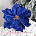 Artificial Poinsettia Glitter Flower 21cm Christmas Decoration Christmas Tree Ornament Nixie Blue