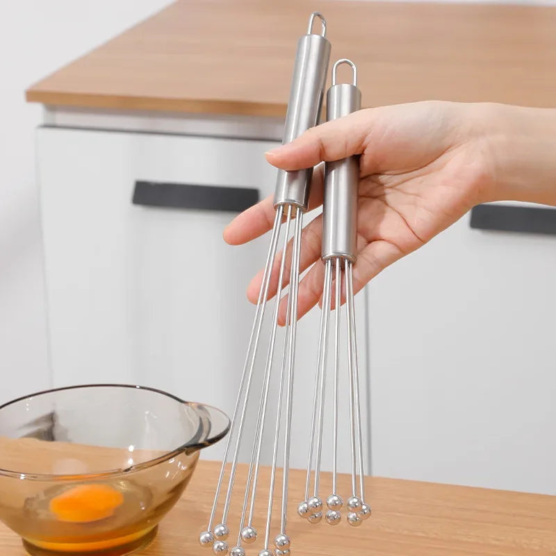 Stainless Steel Ball Whisk Set 10" & 12" – Manual Egg Beater Kitchen Whisk Set Nixie