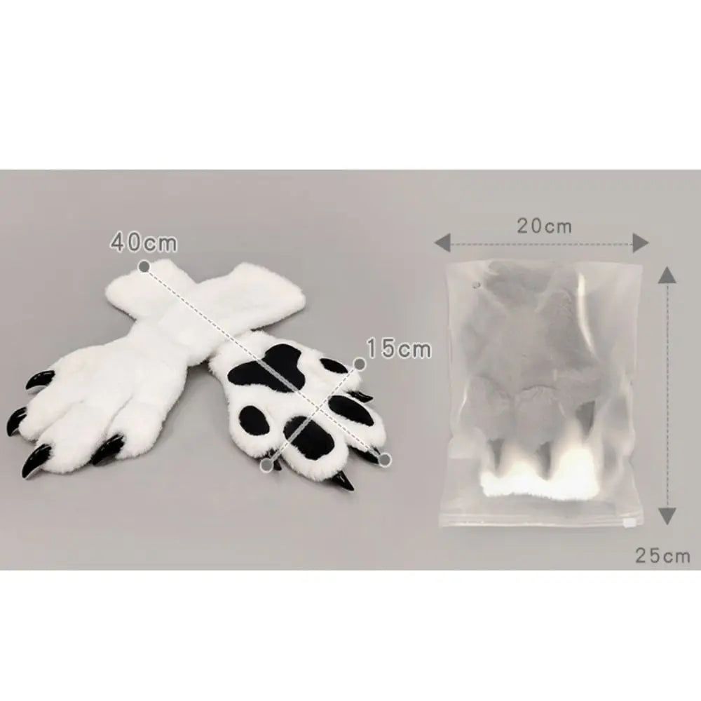 Faux Fur Animal Fursuit Paw Gloves with Claws | Cosplay Mittens Cosplay Paw Gloves Nixie