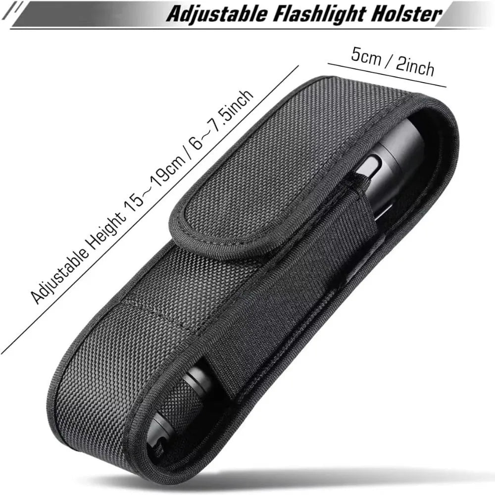 Nylon Flashlight Pouch | Belt Clip, Hook & Loop Closure