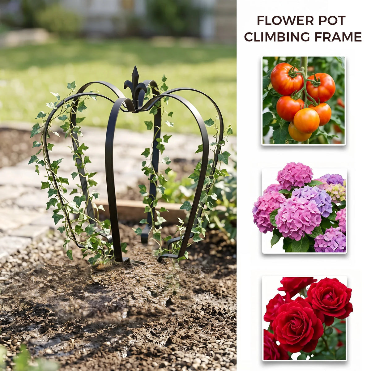 Vintage Crown Metal Plant Trellis for Roses & Climbing Vines