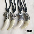 4Pcs Punk Fang Tooth Amulet Necklace – Wolf Eagle Leopard Set Pendant Necklace Set Nixie 4Pcs-Mix-1