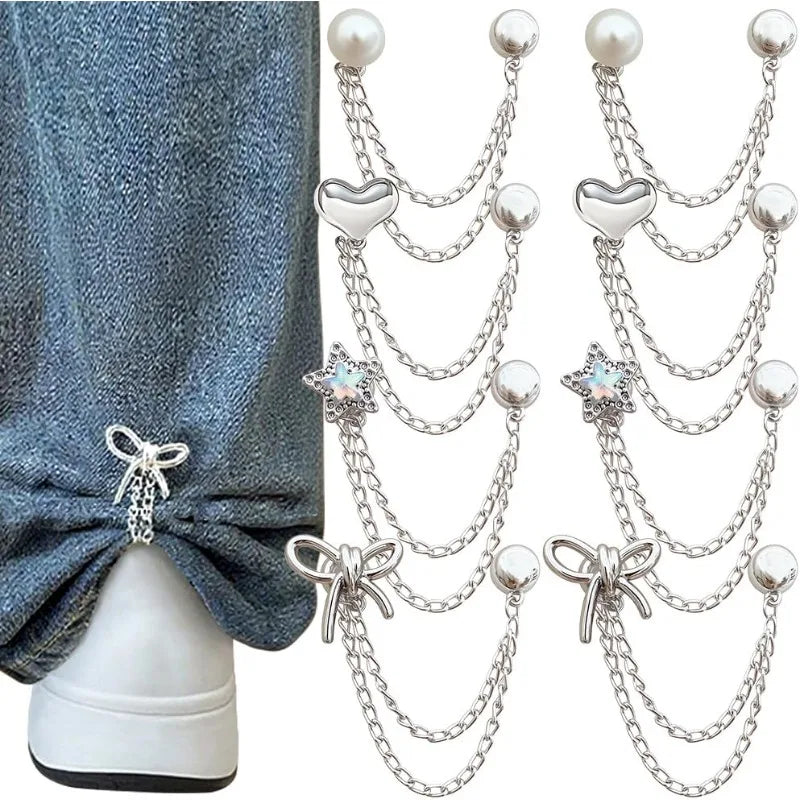 Decorative Button Chain Clips for Shirts, Jeans & Sleeves | 4/8pcs Clothing Button Clips Nixie