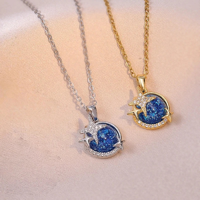 Dream Planet Zircon Pendant Necklace – Women's Stainless Steel Pendant Necklace Nixie