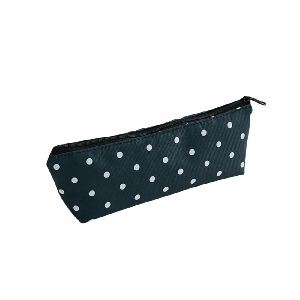 Polka Dot Pencil Case Large Capacity Zipper Stationery Pouch Pencil Case Pouch Nixie Black