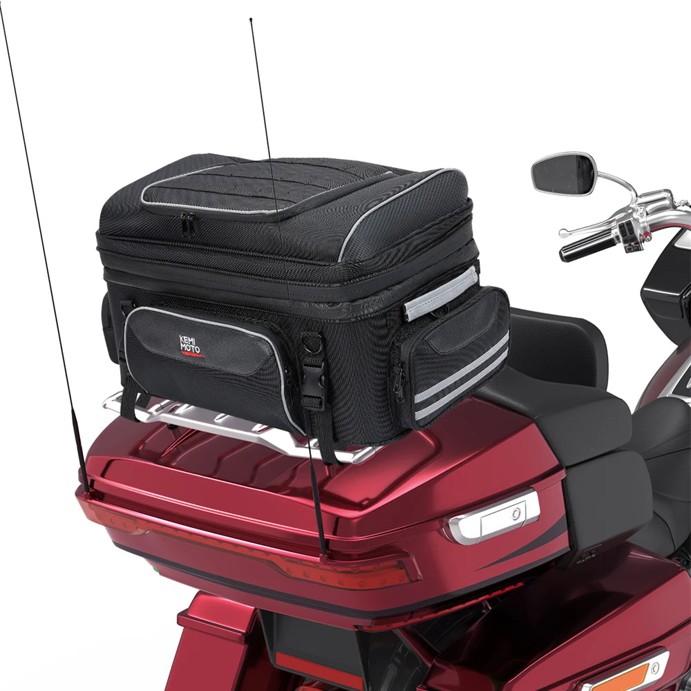 KEMITOUR 40L-50L Expandable Motorcycle Tail Bag | Trunk Rack Bag Motorcycle Tail Bag Nixie black