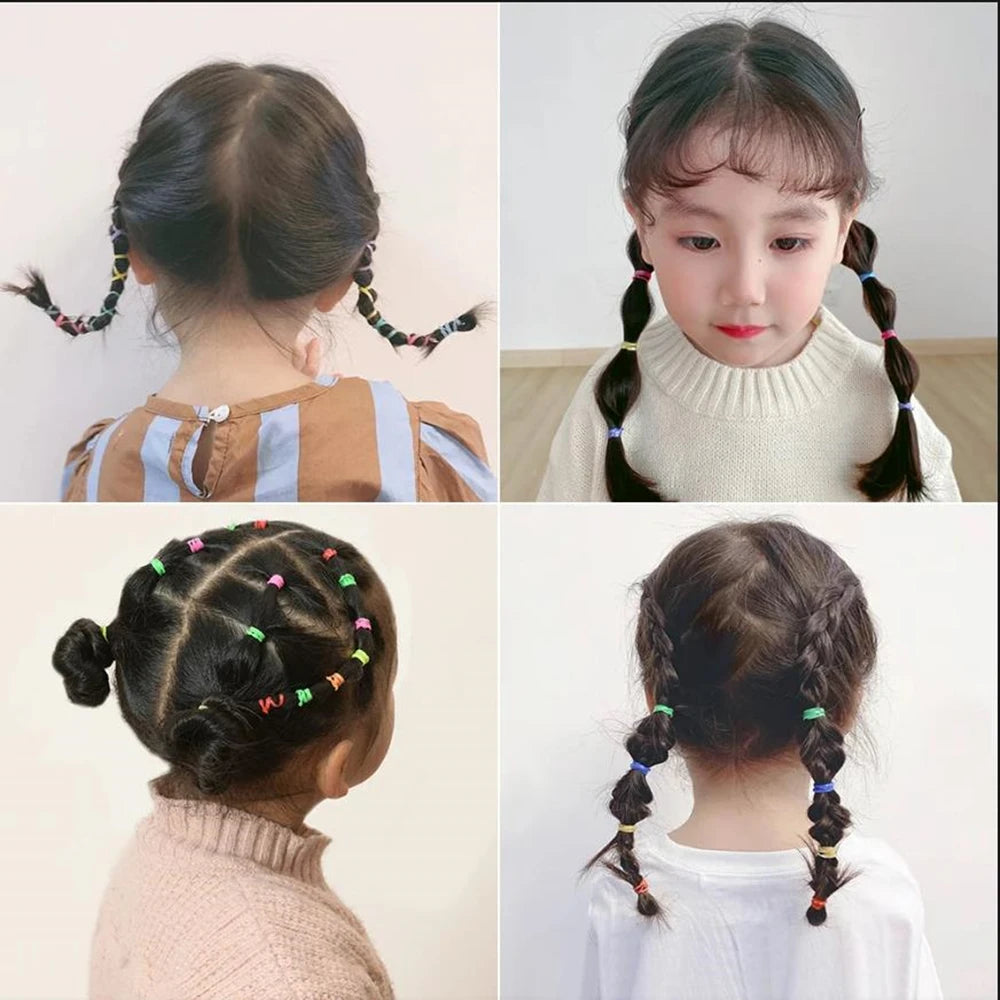 1000/2000pcs Kids Colourful Elastic Hair Ties & Ponytail Bands Kids Hair Ties Nixie
