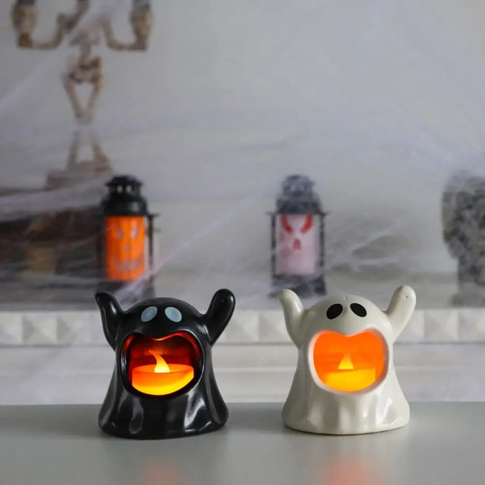 Halloween LED Electronic Candle Lights – Spooky Décor Pair