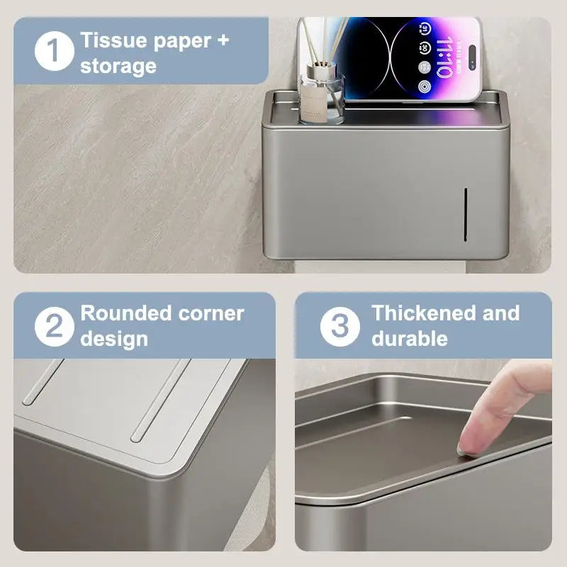 Wall-Mounted Toilet Paper Holder No-Drill Bathroom Dispenser Toilet Paper Holder Nixie