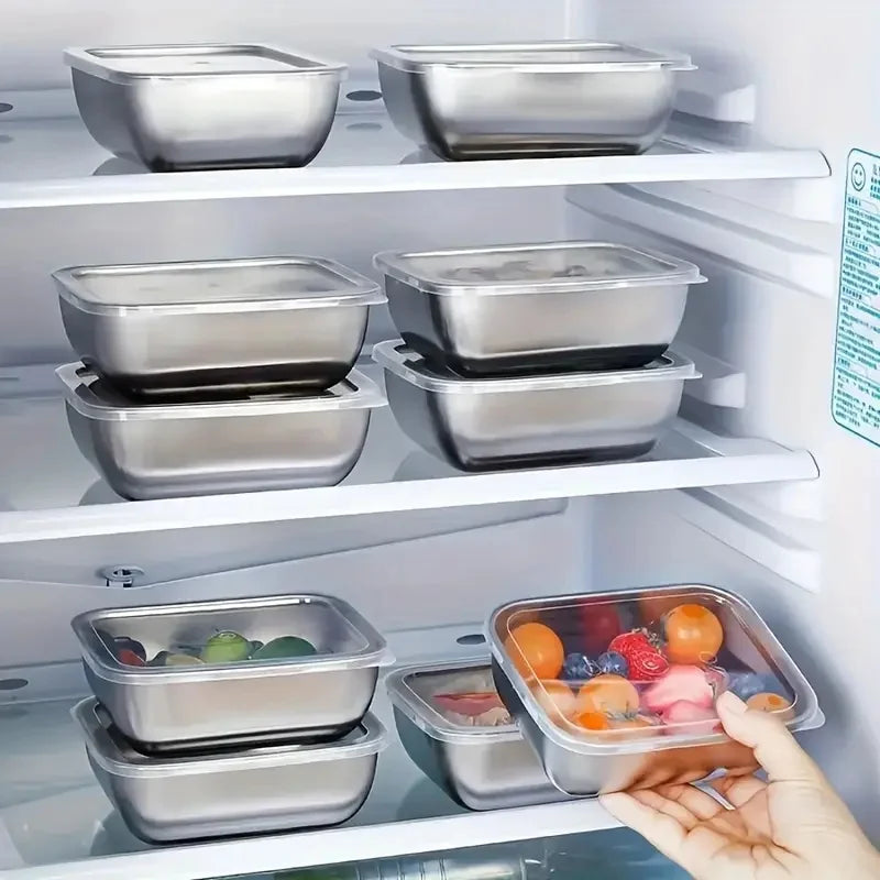 5-Piece Stainless Steel Food Storage Containers | Stackable Meal Prep