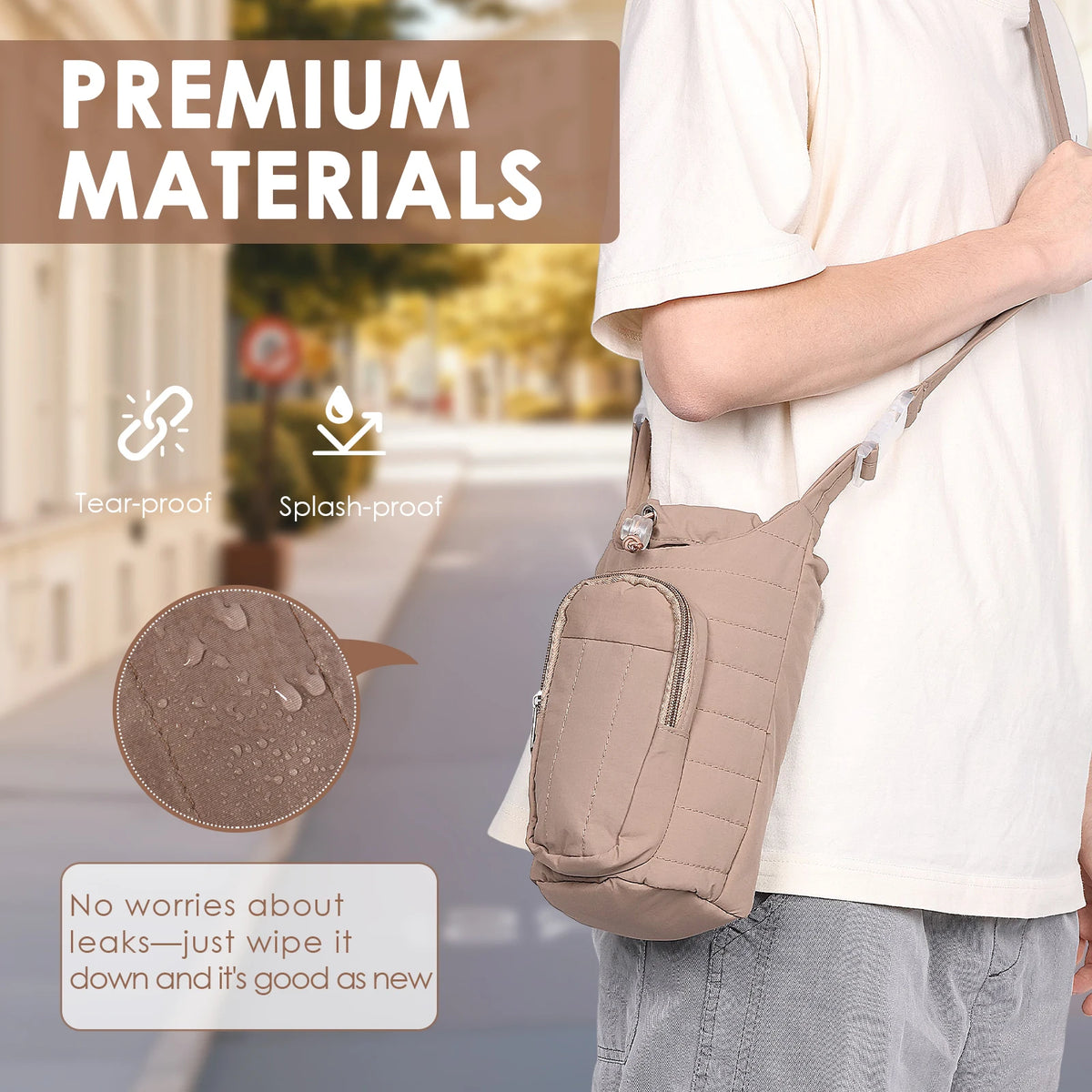 Crossbody Water Bottle Carrier Bag with Phone Pocket Bottle Carrier Bag Nixie