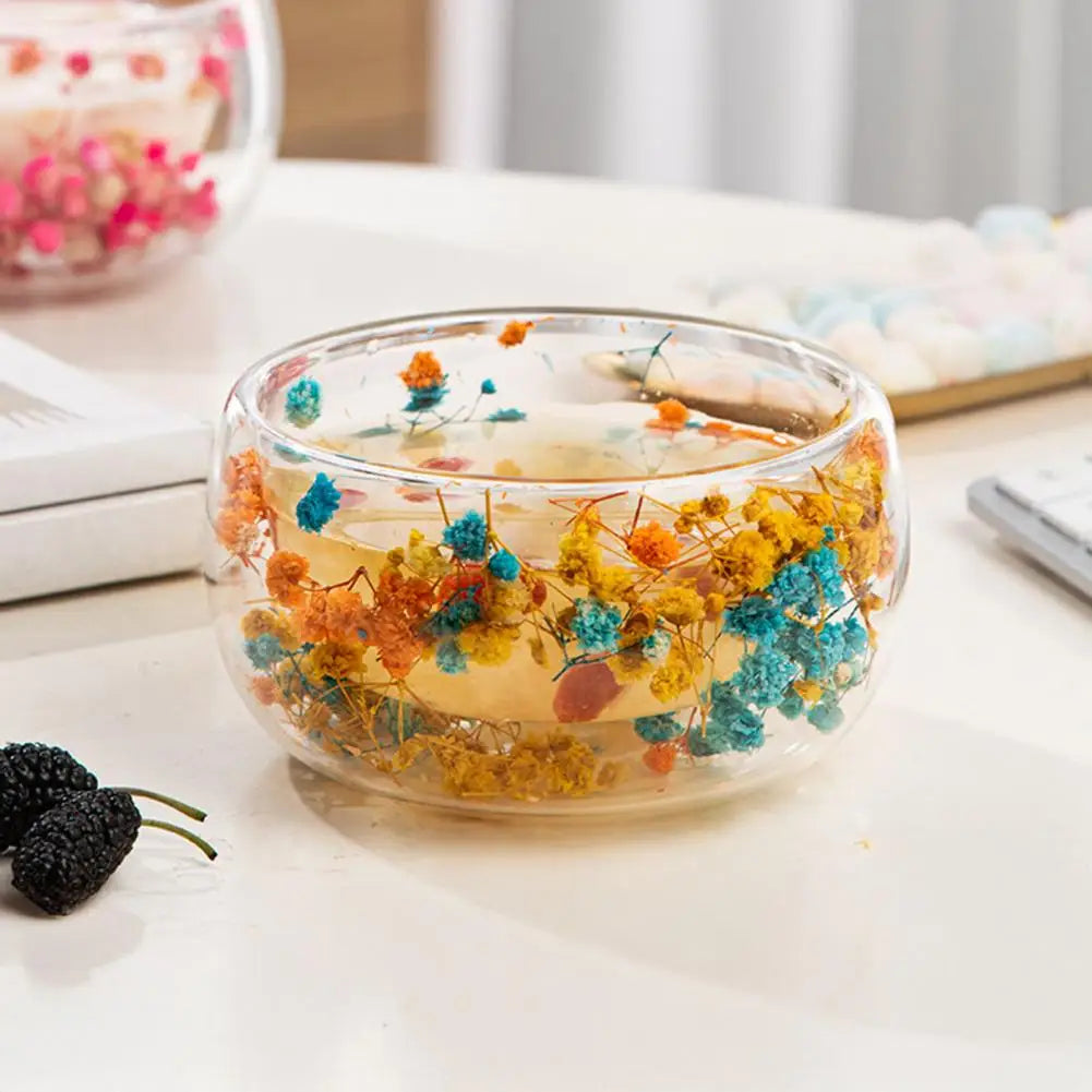 300ml Double-Walled Borosilicate Glass Bowl – Dried Flowers Decorative Glass Bowl Nixie
