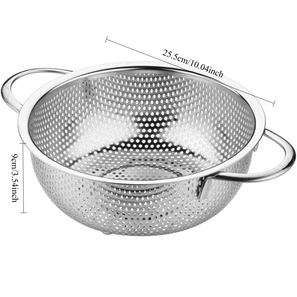 Stainless Steel Colander Bowl Double Handles | Fruit & Veg Strainer Colander Strainer Bowl Nixie