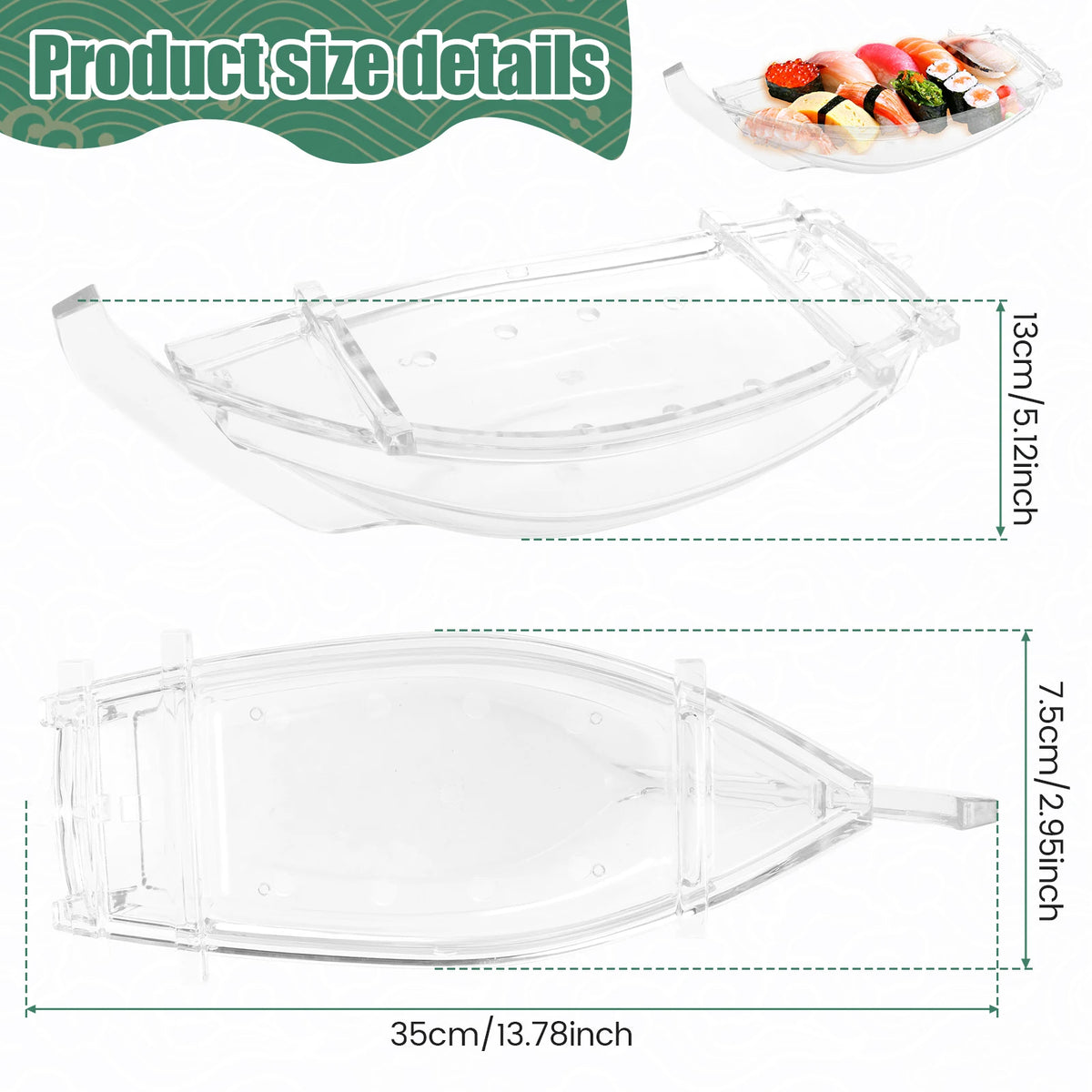 Japanese Sushi Boat Serving Tray – Reusable ABS Plastic