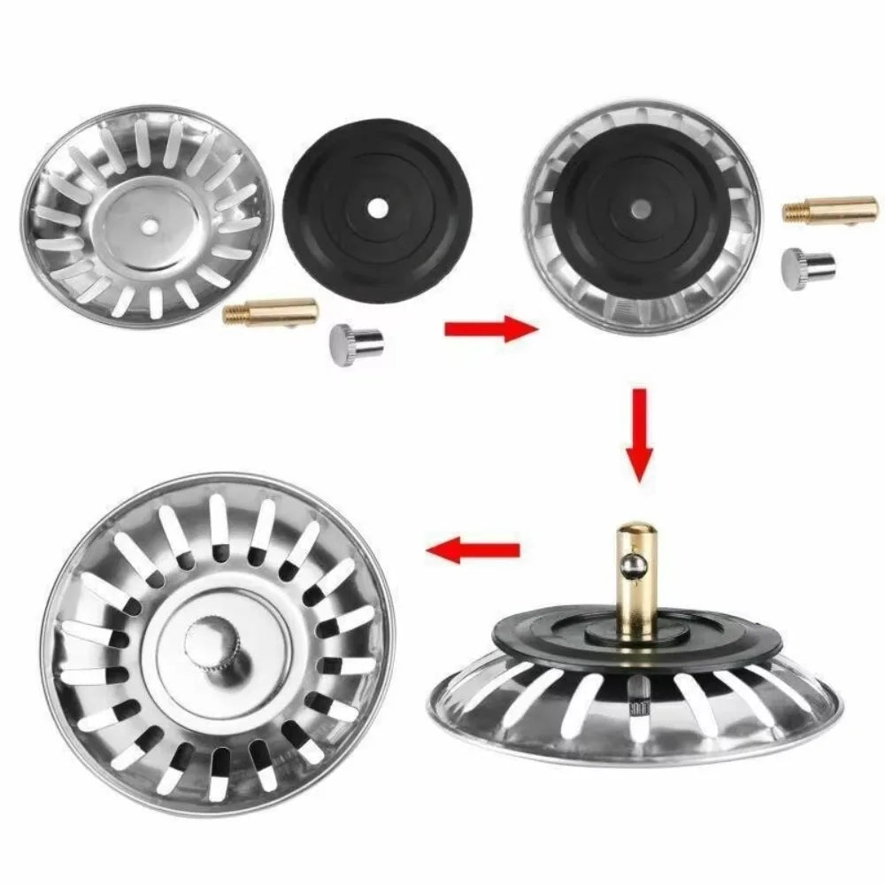2-Pack Stainless Steel Sink Drain Strainer & Stopper 7.8cm