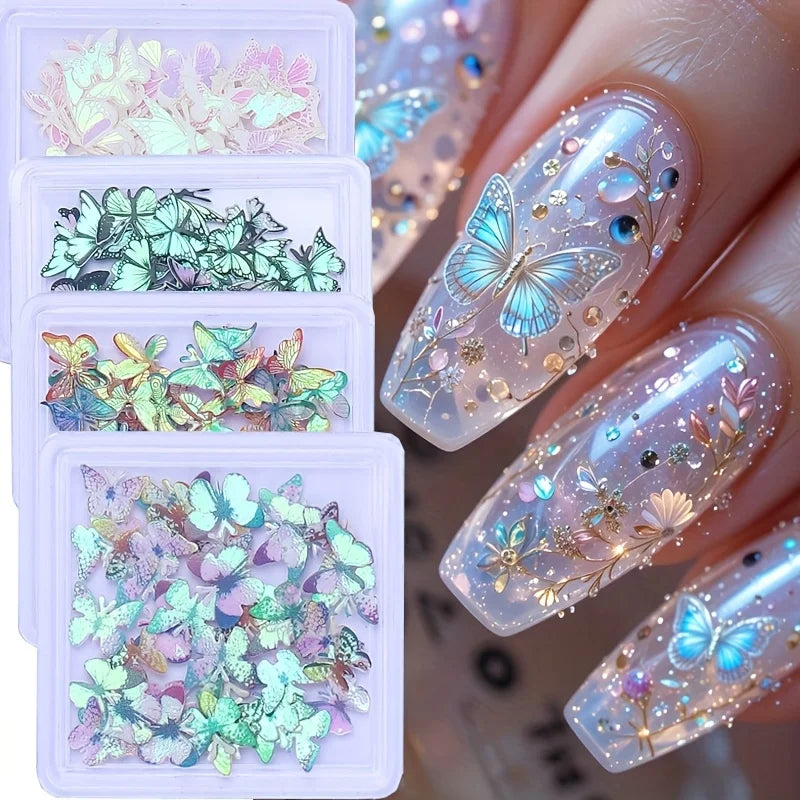50PCS Iridescent Butterfly Sequins for Nail Art & DIY Decor Nail Art Sequins Nixie