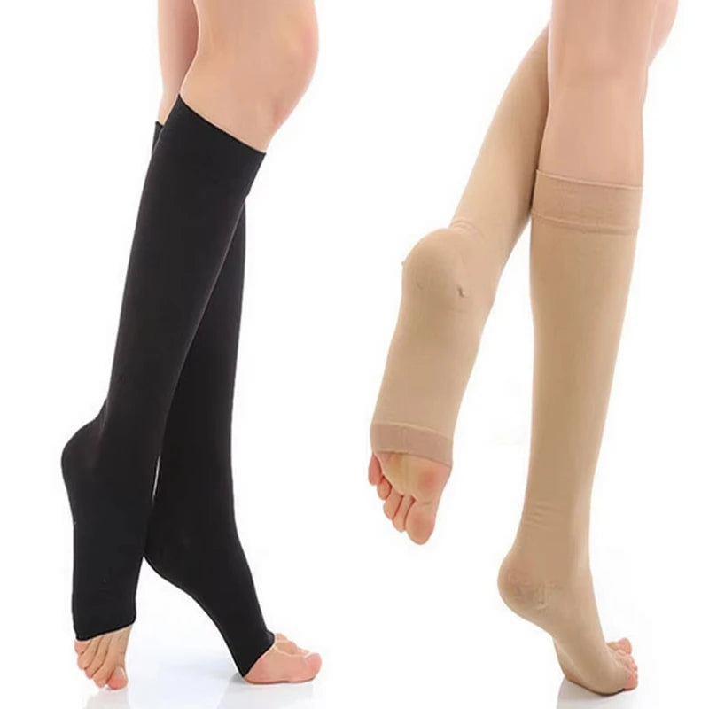 Graduated Compression Knee-High Stockings Open Toe S–XL Compression Stockings Nixie