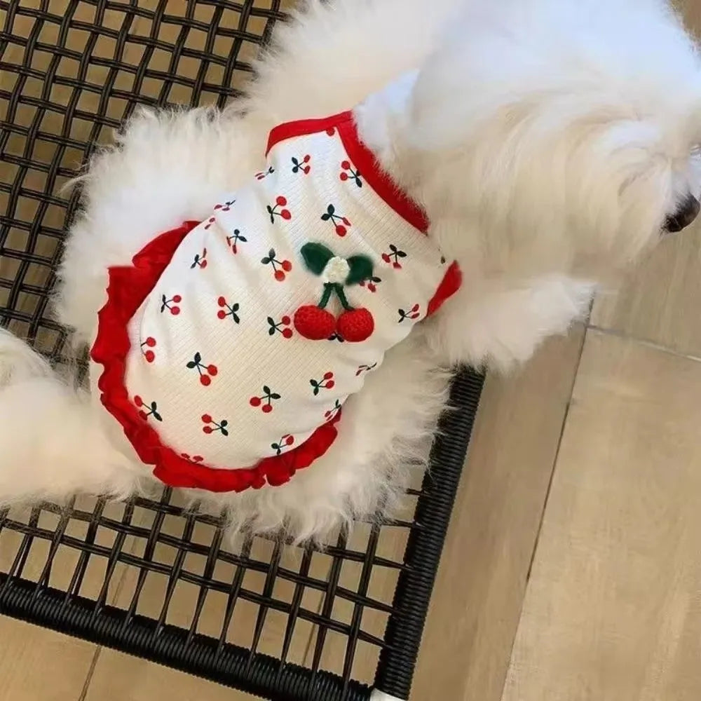 Breathable Cherry Dog Vest – Soft Pet Dress for Small Dogs Pet Dog Dress Nixie