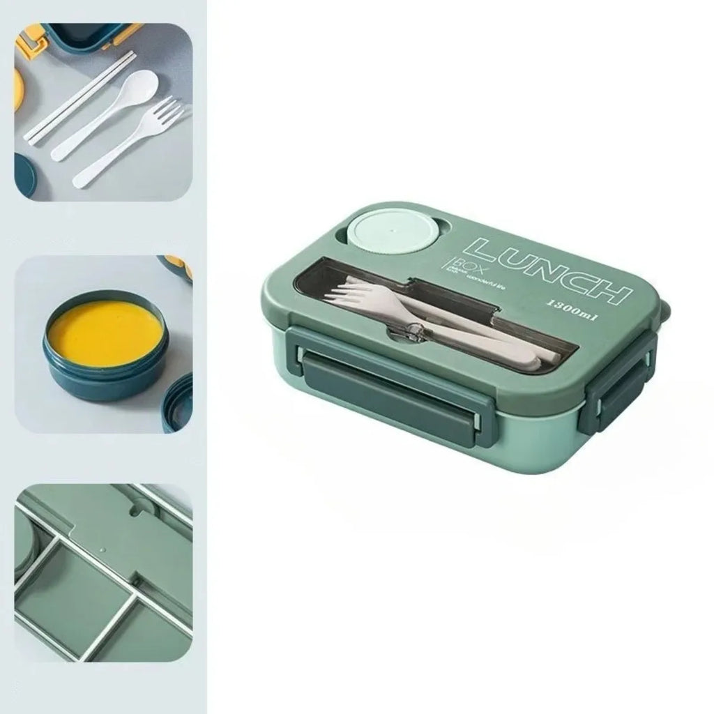 4-Compartment Bento Lunch Box | Sauce Jar & Utensils Included Bento Lunch Box Nixie
