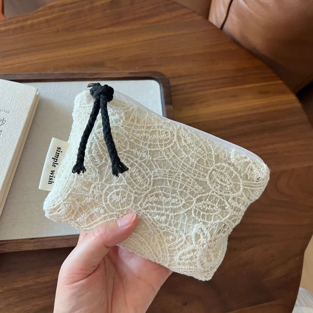 French Art Deco Lace Embroidered Mini Coin Purse & Pouch