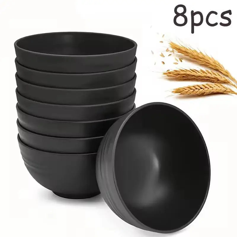 Unbreakable Black Plastic Salad Bowls 4/6/8 Pcs Microwave Safe