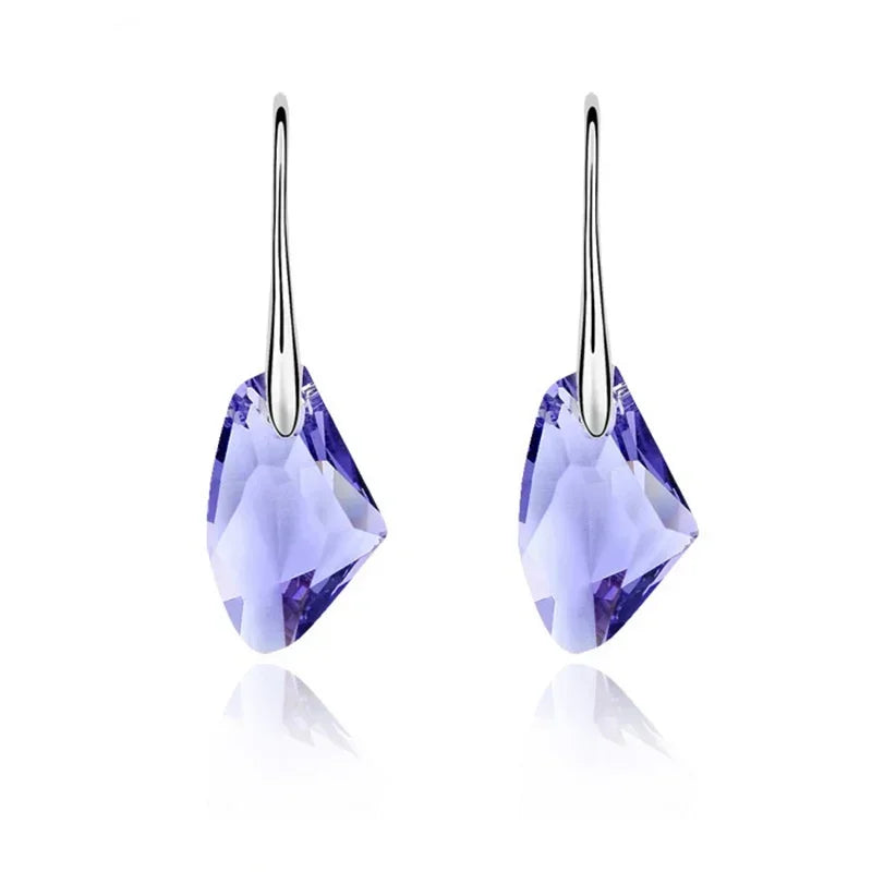 Purple Crystal Vintage Geometric Drop Hook Earrings for Women
