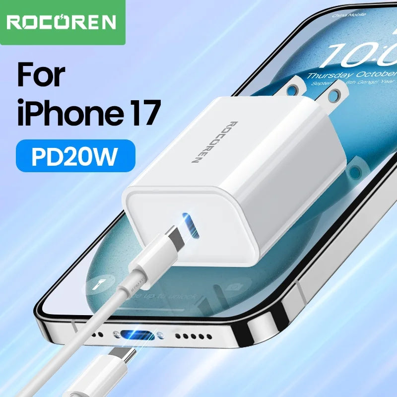 Rocoren 20W GaN USB-C Fast Charger PD3.0 QC3.0 – iPhone & Samsung USB-C GaN Charger Nixie
