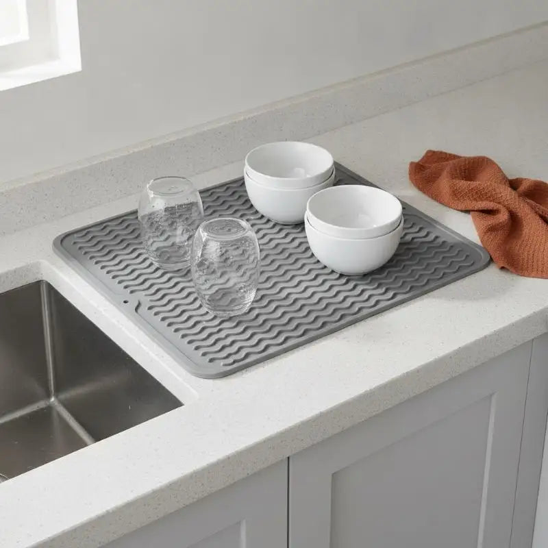 Silicone Dish Drying Mat 16x12" Non-Slip, Food Grade, Fast Drain Dish Drying Mat Nixie