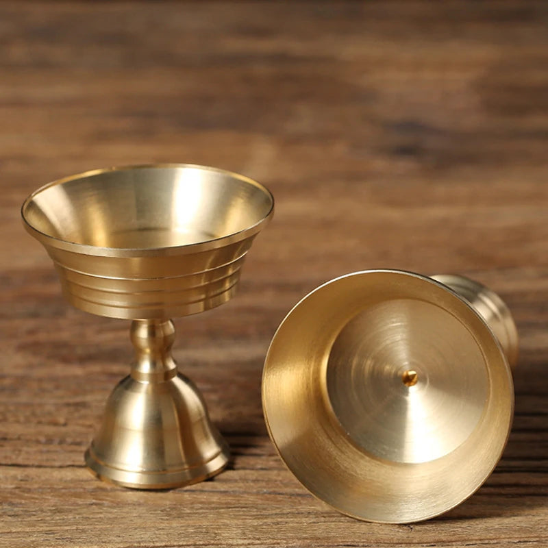 Brass Butter Lamp Candle Holder – Golden Retro Candlestick Candle Holder Nixie