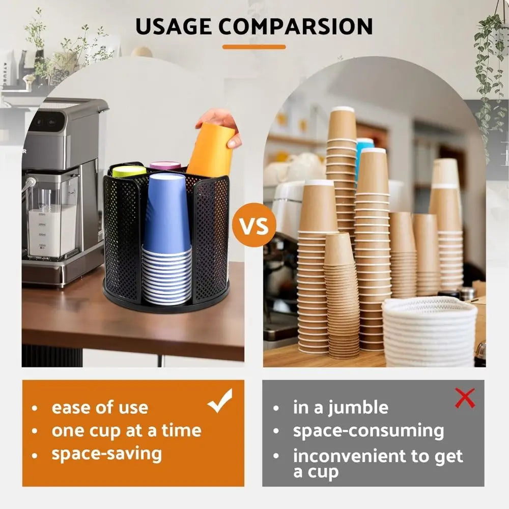 Rotating Paper Cup Dispenser – 4-Compartment Lid Holder