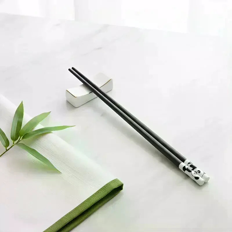 Cartoon Panda Metal Chopsticks – Reusable Non-Slip, 5 Pairs Reusable Chopsticks Nixie