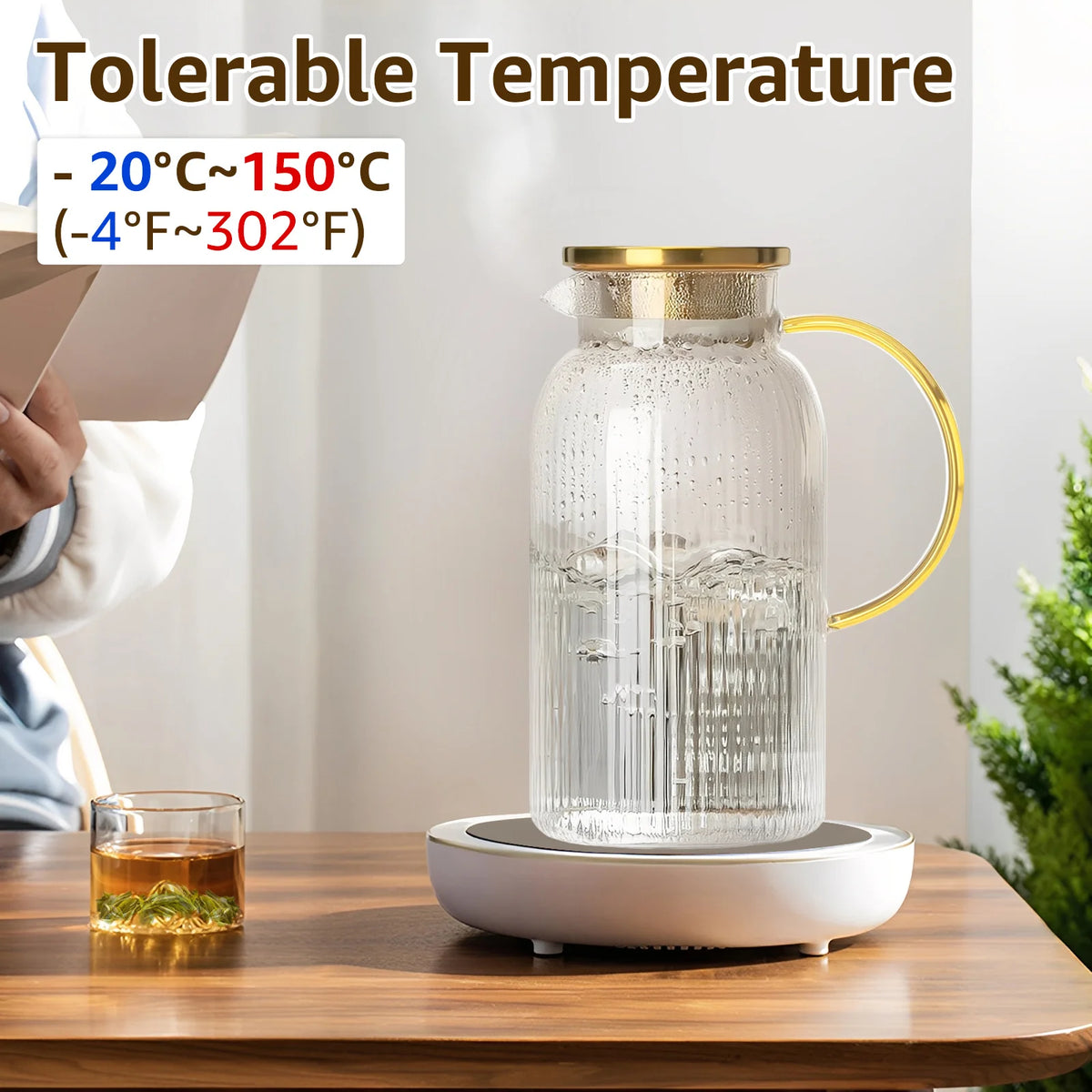2L Borosilicate Glass Pitcher with Lid – BPA-Free Water Jug Glass Water Pitcher Nixie