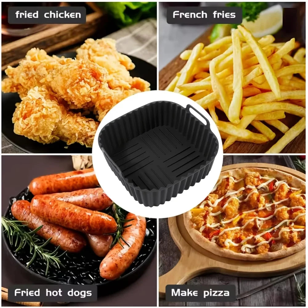 Reusable Silicone Air Fryer Liner – Square, 4–7 Qt | Nixie Silicone Air Fryer Liner Nixie