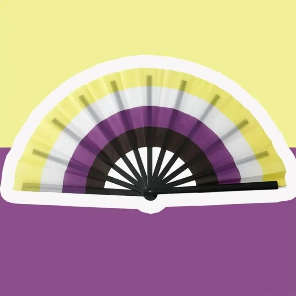 Colourful Folding Kung Fu Fan 33cm – Rainbow Performance Prop Folding Performance Fan Nixie