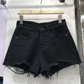 Women's High Waist Ripped Denim Shorts | Stretchy Frayed Hem Women's Denim Shorts Nixie Black XL