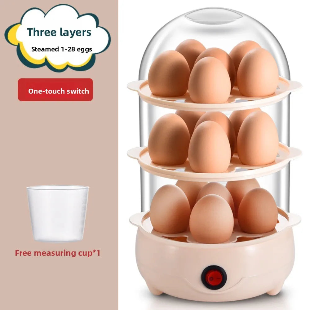 Portable Auto Shut-Off Multi-Layer Egg Boiler with Measuring Cup Electric Egg Cooker Nixie