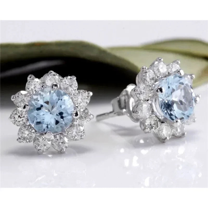 Aquamarine Blue Crystal Drop Earrings – Zinc Alloy Dangles Crystal Dangle Earrings Nixie