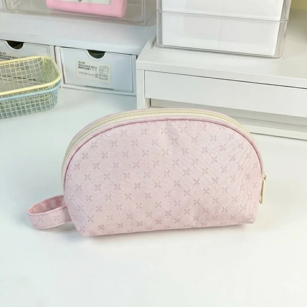 Polka Dot Shell Pencil Case – Large Capacity Canvas Pouch Pencil Case Nixie Pink