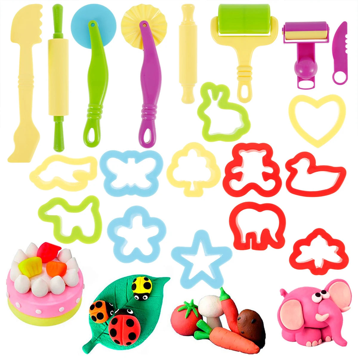 Kids Play Dough Tool Kit – Animal Molds, Cutters & Rolling Pins Kids Clay Tool Kit Nixie