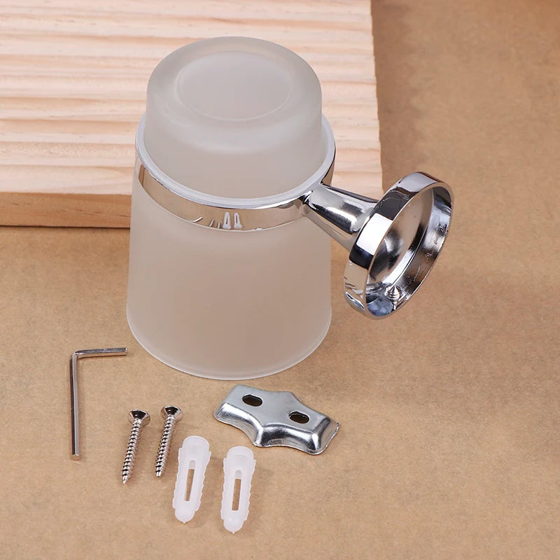 Wall-Mounted Toothbrush Holder Glass Cup – Modern Bathroom